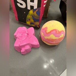 Large Lush Pink and Yellow Bath Bomb Set